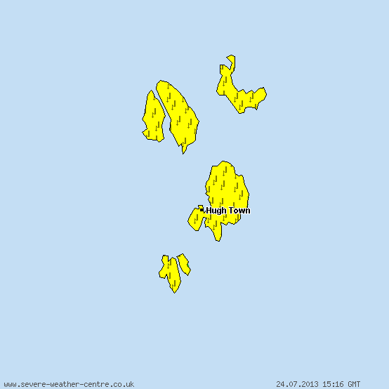 Isles of Scilly - Warnings for thunderstorms