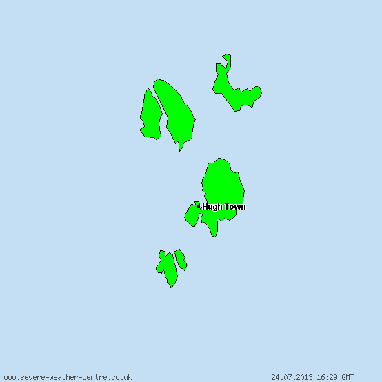 Isles of Scilly - Warnings for heavy rain