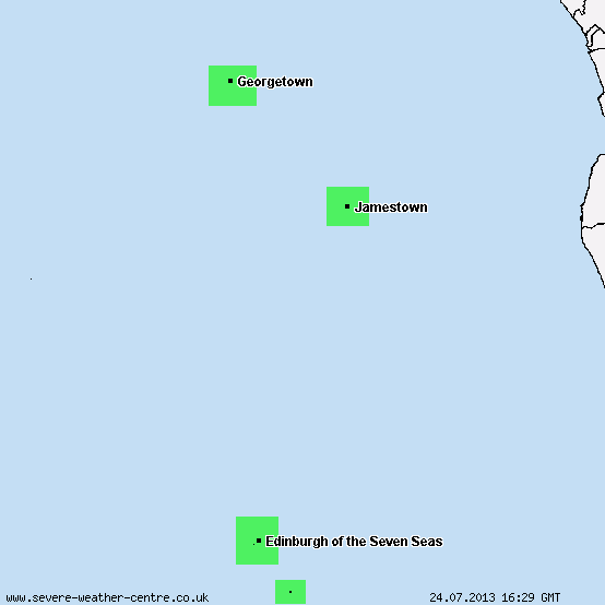 Ascension, St. Helena, Tristan da Cunha, Gough-Insel - Warnungen vor Starkregen