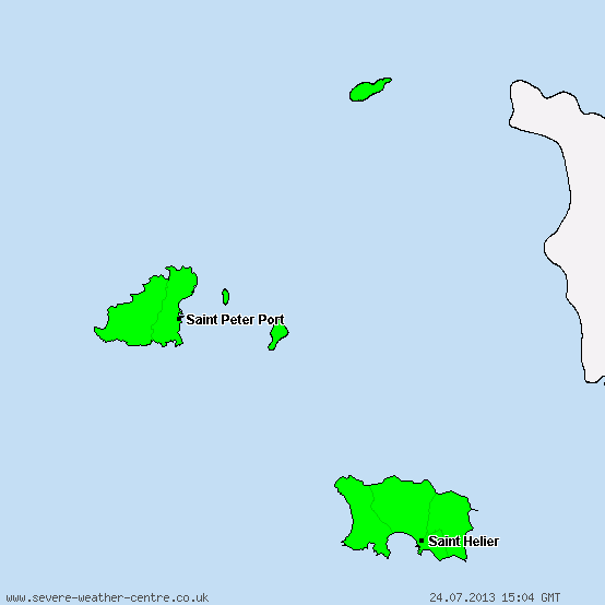 Channel Islands - Warnings for thunderstorms