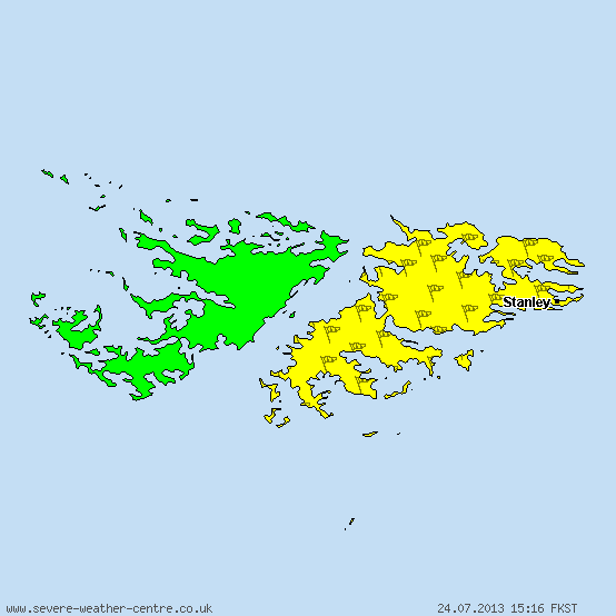 Falkland Islands - Warnings for gales and storms