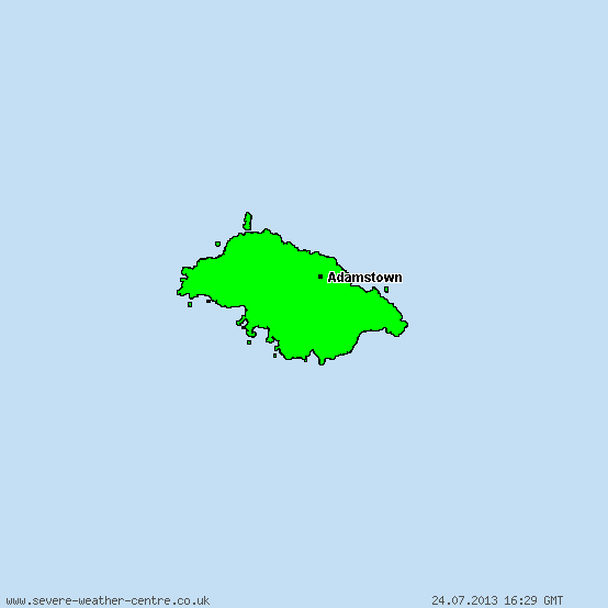 Pitcairn Islands - Warnings for thunderstorms