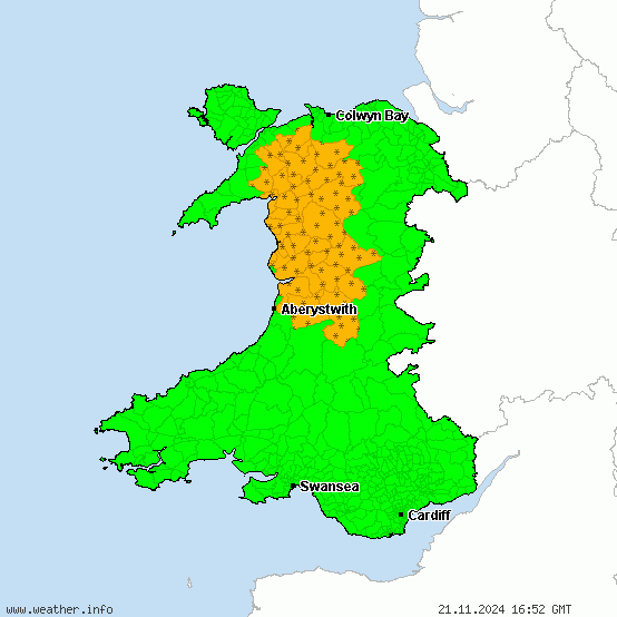 Wales - Warnings for heavy snow