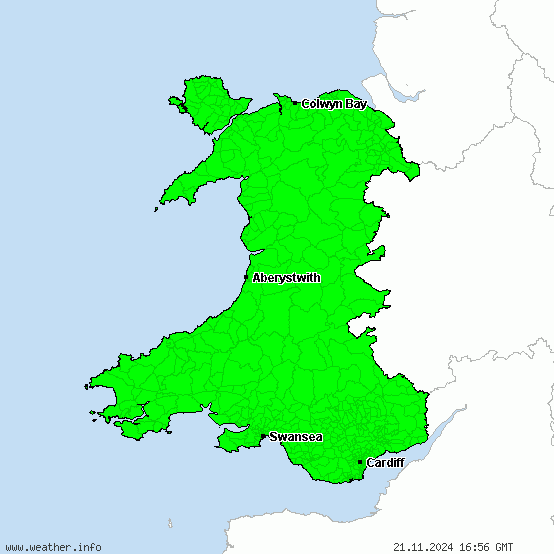 Wales - Warnings for heavy rain